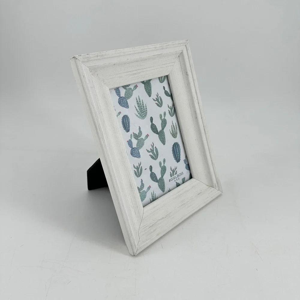 Girl Boss White Distressed‎ Wood Picture Frame 4x6 Farmhouse Rustic Decor
